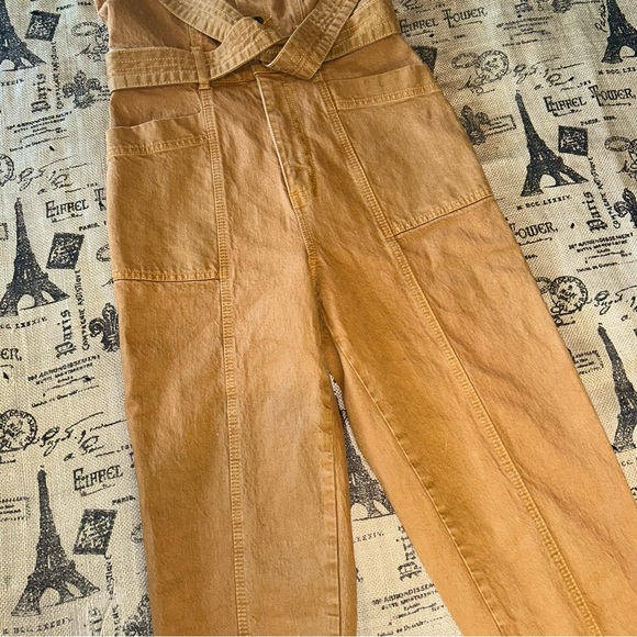 Universal Thread NWOT! Mustard Yellow Duck Stretch Denim Overalls Romper Size 2 - Picture 5 of 16